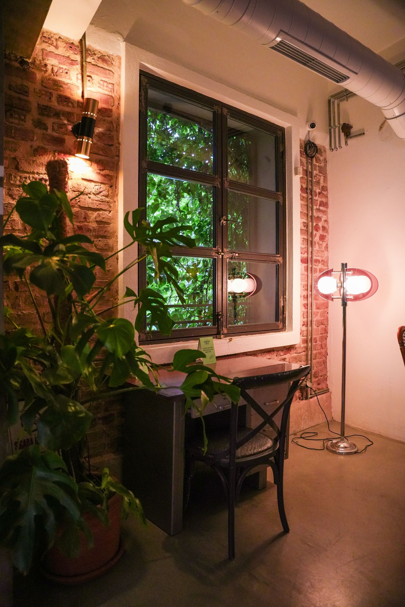 Loft interior with exposed brick walls