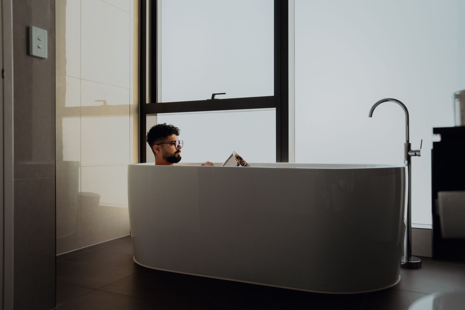 Modern guest bathroom with walk-in shower